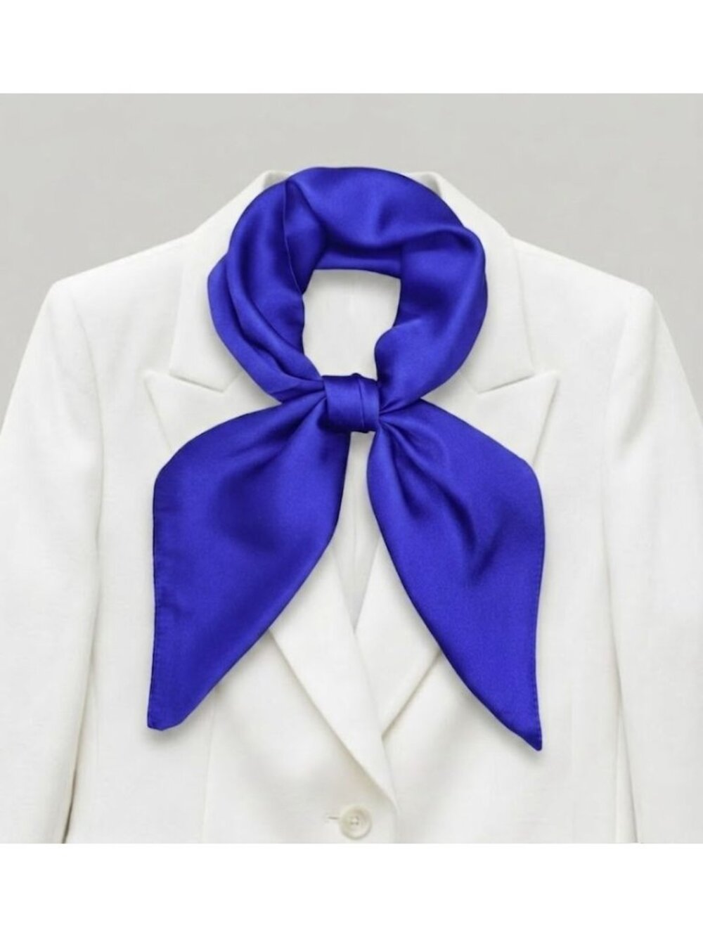 ✨Accessory Luxury Square Silky Royal Blue Scarf Solid Neck Wrap Elegant Shawl